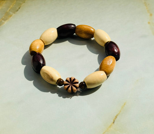 “Earth Tones” Wooden Beaded Bracelet